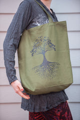NEW Recycled Cotton Canvass Shopping Tote Bag Tree Of Life Green