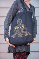 NEW Recycled Cotton Canvass Shopping Tote Bag Harmony Gold on Black