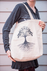 NEW Recycled Cotton Canvass Shopping Tote Bag Tree Of Life Natural