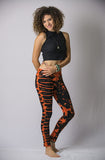 Super Soft Comfortable Womens Leggings Tie Dye Orange Black