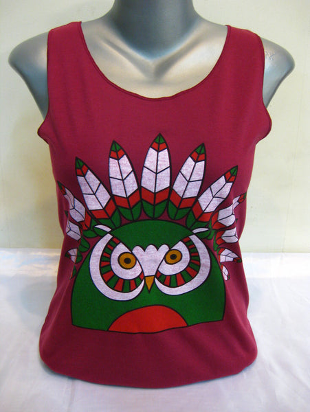 Super Soft Womens Chief Owl Tank Top Maroon