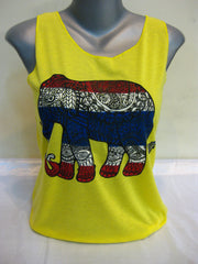 Super Soft Womens Tribal Elephant Tank Top Yellow