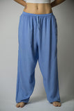 The Best Super Soft Cotton Yoga Pants Ever Elastic Waist Blue