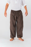Cotton Thai Drawstrintg Full Yoga Massage Pants Brown