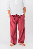 Cotton Thai Drawstrintg Full Yoga Massage Pants Red