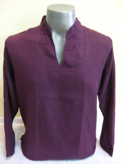 Mens Thai Cotton Yoga Long Sleeve Shirt Dark Purple