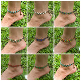 Hand Made Fair Trade Anklet Three Strand Brass Beads Turquoise