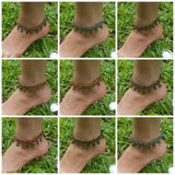 Hand Made Fair Trade Anklet Double Strand Brass Coins Turquoise