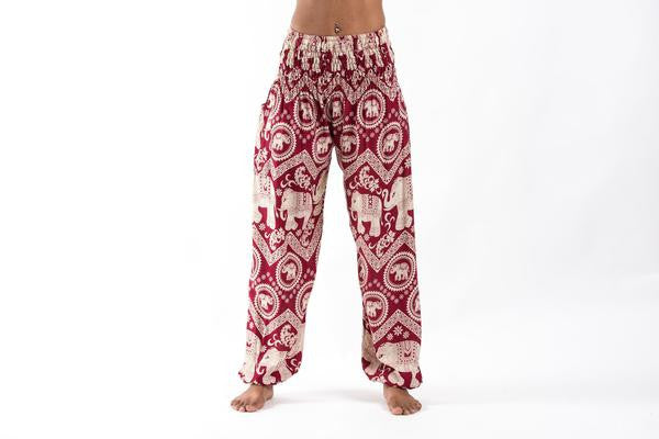 Imperial Elephant Harem Pants in Red