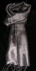 100% Fair Trade Thai Silk Solid Color Scarf Shawl Ash Silver