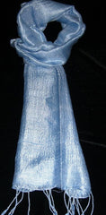 100% Fair Trade Thai Silk Solid Color Scarf Shawl Light Blue