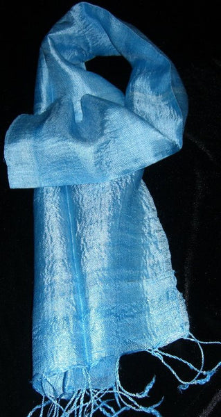 100% Fair Trade Thai Silk Solid Color Scarf Shawl Sky Blue