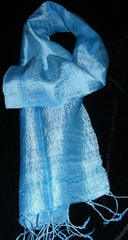 100% Fair Trade Thai Silk Solid Color Scarf Shawl Sky Blue