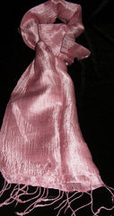 100% Fair Trade Thai Silk Solid Color Scarf Shawl Vintage Pink