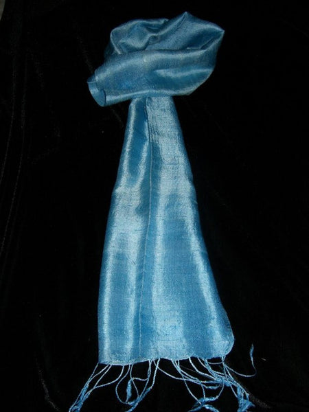 100% Fair Trade Thai Silk Solid Color Scarf Shawl Sky Blue