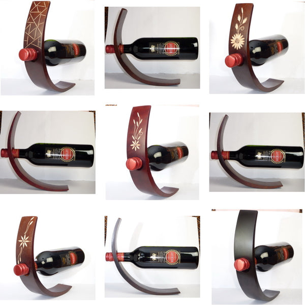 Lot of 10 Amazing Gravity defying Wine bottle Holder Teak wood