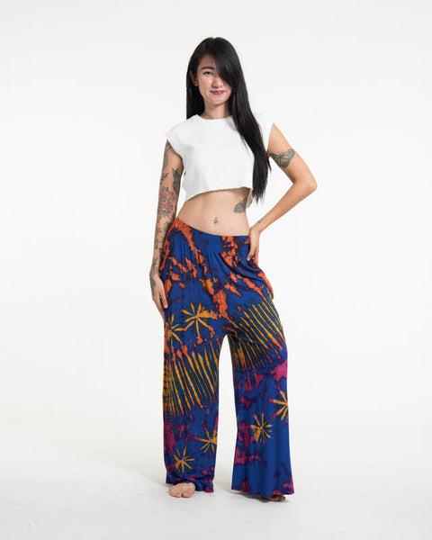 Thai Organic Cotton Wide Leg Palazzo Pants Tie Dye Royal Blue