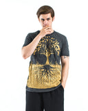 Sure Design Mens T-Shirts Tree of Life in Gold on Black