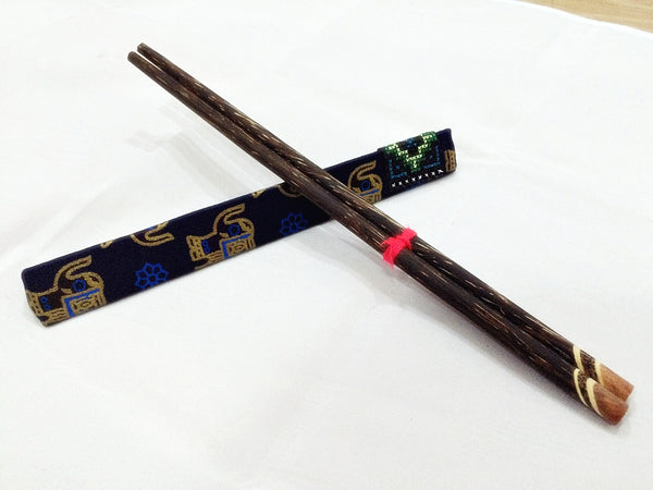 1 Pair Mango Wood ChopSticks With Thai Hill Tribe Holders