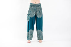 Floral Mandalas Harem Pants in Turquoise