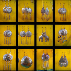 Wholesale set of 10 Thai Hmong Tribal Earrings Etched