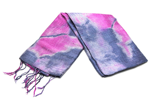 100% SILK Fair Trade Thai Tie Dye Scarf Shawl