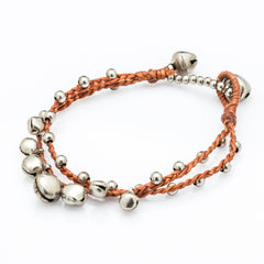 Silver Bell Waxed Cotton Bracelets in Copper