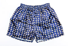 Thai Silk Boxer Shorts Elephants Print in Navy