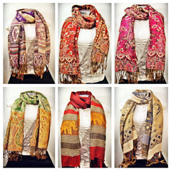 Wholesale Set of 10 Nepal Fair Trade Pashmina Scarves Shawls