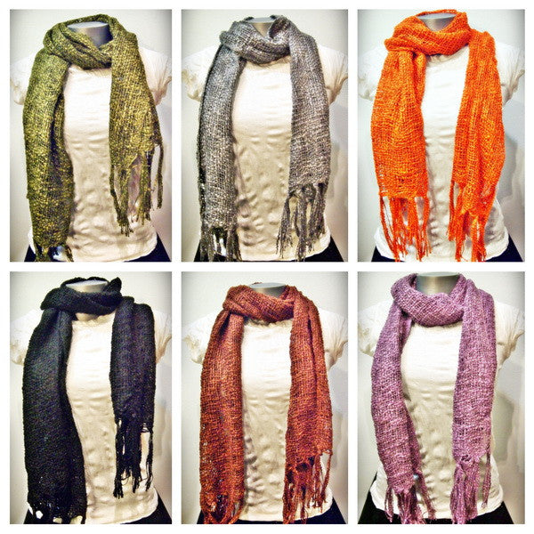 Wholesale Set of 10 Nepal Fair Trade Cotton Silk Blend Scarves Shawls