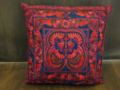 Hand Embroidered Thai Hmong Hill Tribe Pillow Cover Red
