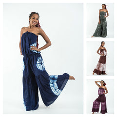 Assorted set of 10 Tie Dye Cotton Wide Leg Jumpsuit