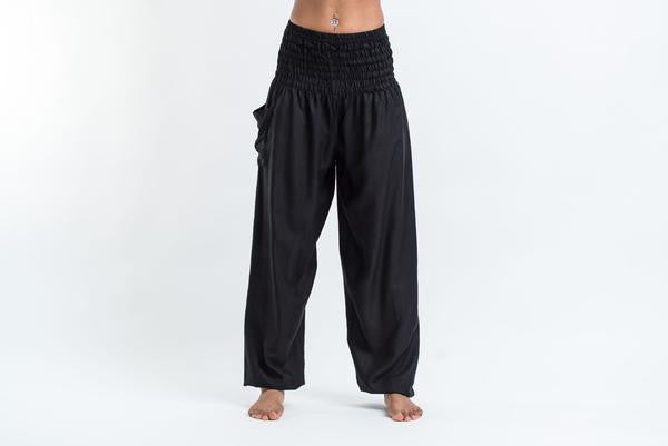 Solid Color Harem Pants in Black