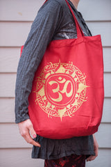 NEW Recycled Cotton Canvass Shopping Tote Bag Om Red