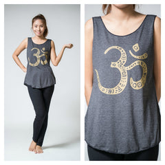 Super Soft Cotton Women's Tank Om Black Gold