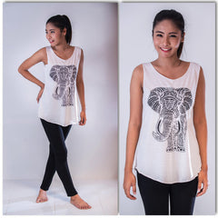 Super Soft Cotton Women's Tank Elephant White