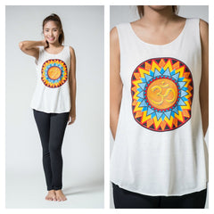 Super Soft Cotton Women's Tank Trippy Om White